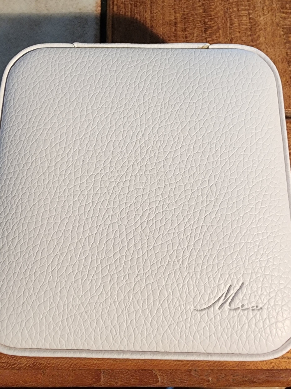 MIA White Faux Leather Jewelry Case 4 X 4" Zip Around NEW